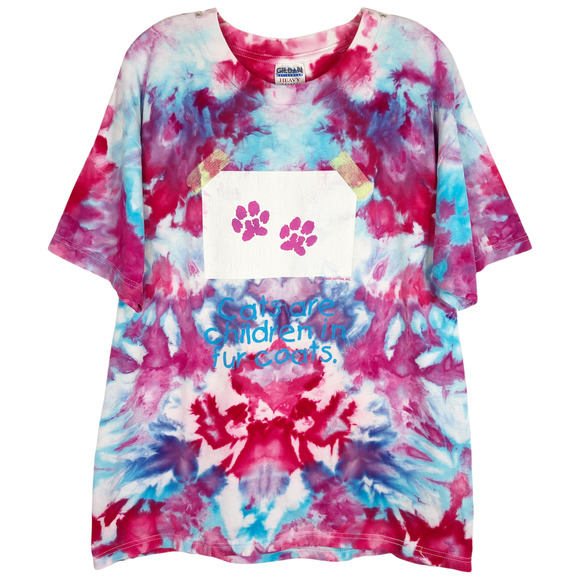 Gildan Tops - Cat Lady‎ Tie Dye Tee Size Large Gildan Handmade Unisex Pink Blue Purple 144